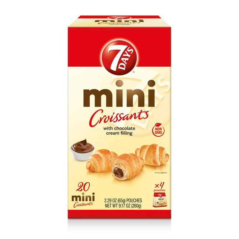 7Days Mini Croissants, Chocolate, Non-GMO, 2.29oz (Pack of 4 Pouches) 