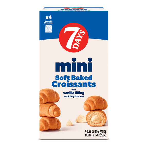 7Days Mini Croissants, Vanilla, Breakfast On the Go, Non-GMO (Pack of 4)