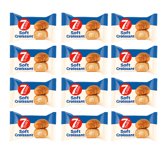 7Days Soft Baked Croissant, Vanilla Filling, 2.65 oz, 12 ct - Croissant Snacks, Vanilla Pastry, Baked Goods, Convenient Breakfast