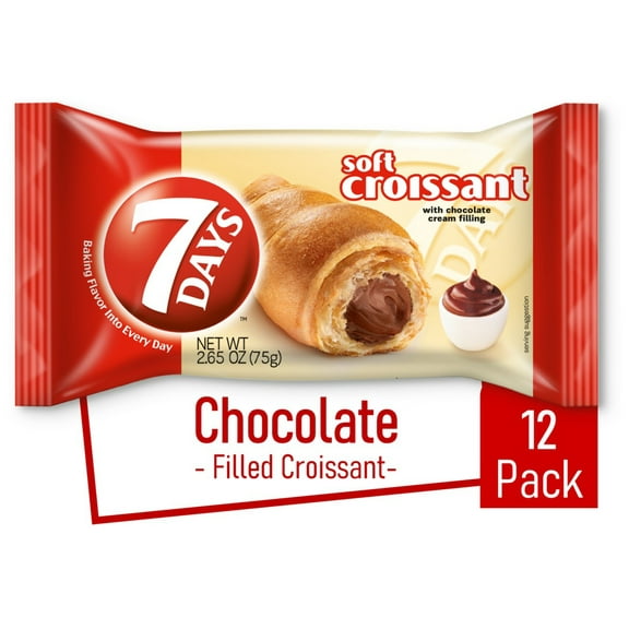 7Days Soft Croissant, Chocolate Croissant, Non-GMO (Pack of 12)