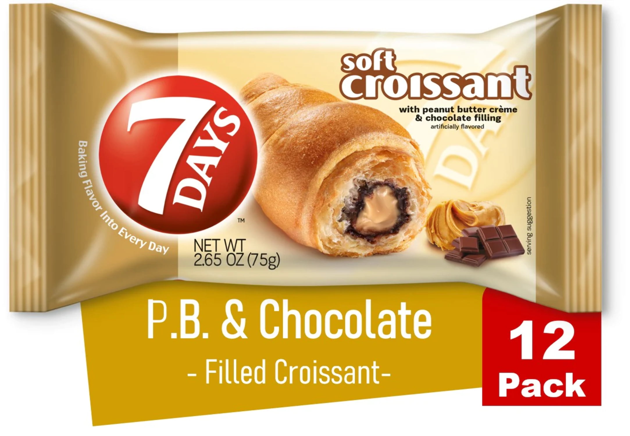 7Days Soft Croissant, Peanut Butter Chocolate (Pack of 12)