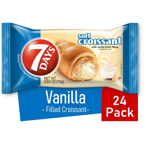 7Days Soft Croissant, Vanilla Croissant, Non-GMO (Pack of 24)