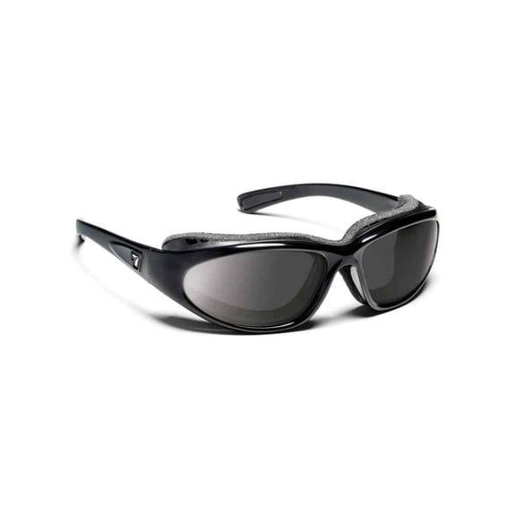 7eye Bora Wind-Blocking Padded Sunglasses for Outdoors, UV400, Yellow to Gray Lenses, Glossy Black