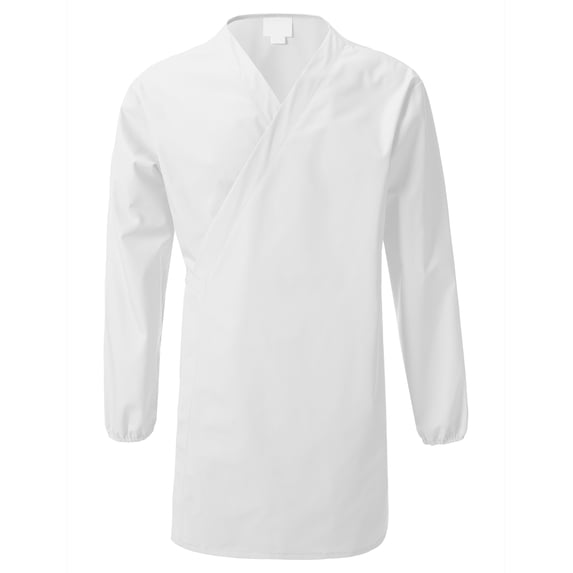 7Encounter Unisex Multifunctional Long Sleeves Wrap Smock White Size L/XL