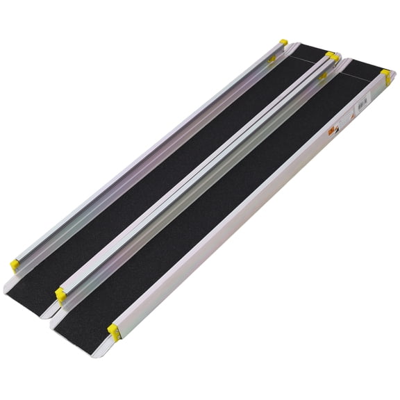 7FT Adjustable Telescoping Wheelchair Track Ramps, Non-Skid Aluminum Handicap Ramps with Push-Button Lock, Portable Mobility Ramp for Home Steps, Stairs, Doorways, Vans, Extendable 48.125" to 84"