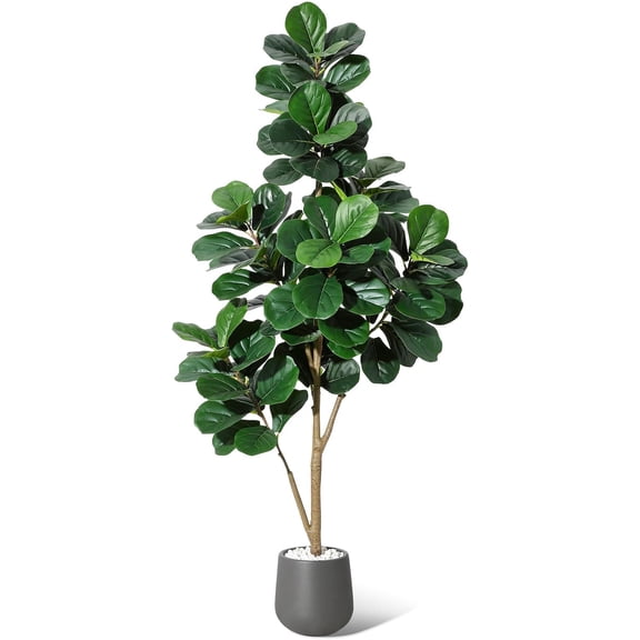 7FT Artificial Fiddle Leaf Fig Tree Faux Plant with Realistic Leaves Zero-Maintenance for Living Room