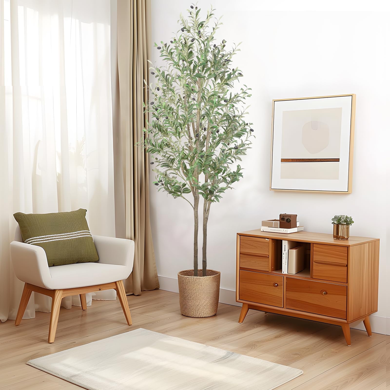 Glitzhome 2.75FT Artificial Money Tree In Pot - Faux Indoor Plant For Home Office Decor 4 thumbnail image