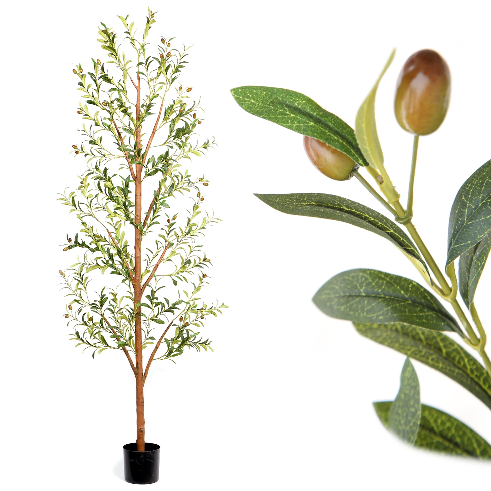 7FT Artificial Olive Tree, Potted Indoor Plants with Realistic Fruits and Branches, 15 lb, Limnan