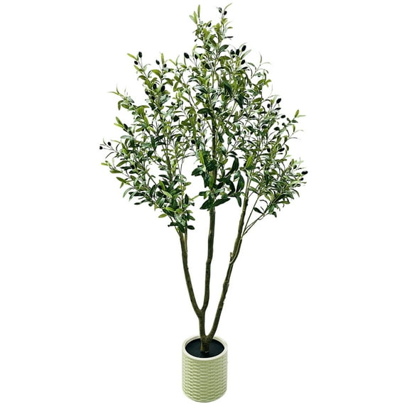 7FT Artificial Olive Tree Potted - Realistic Faux Olive Plant with Fruits for Home Office Indoor Outdoor Decor