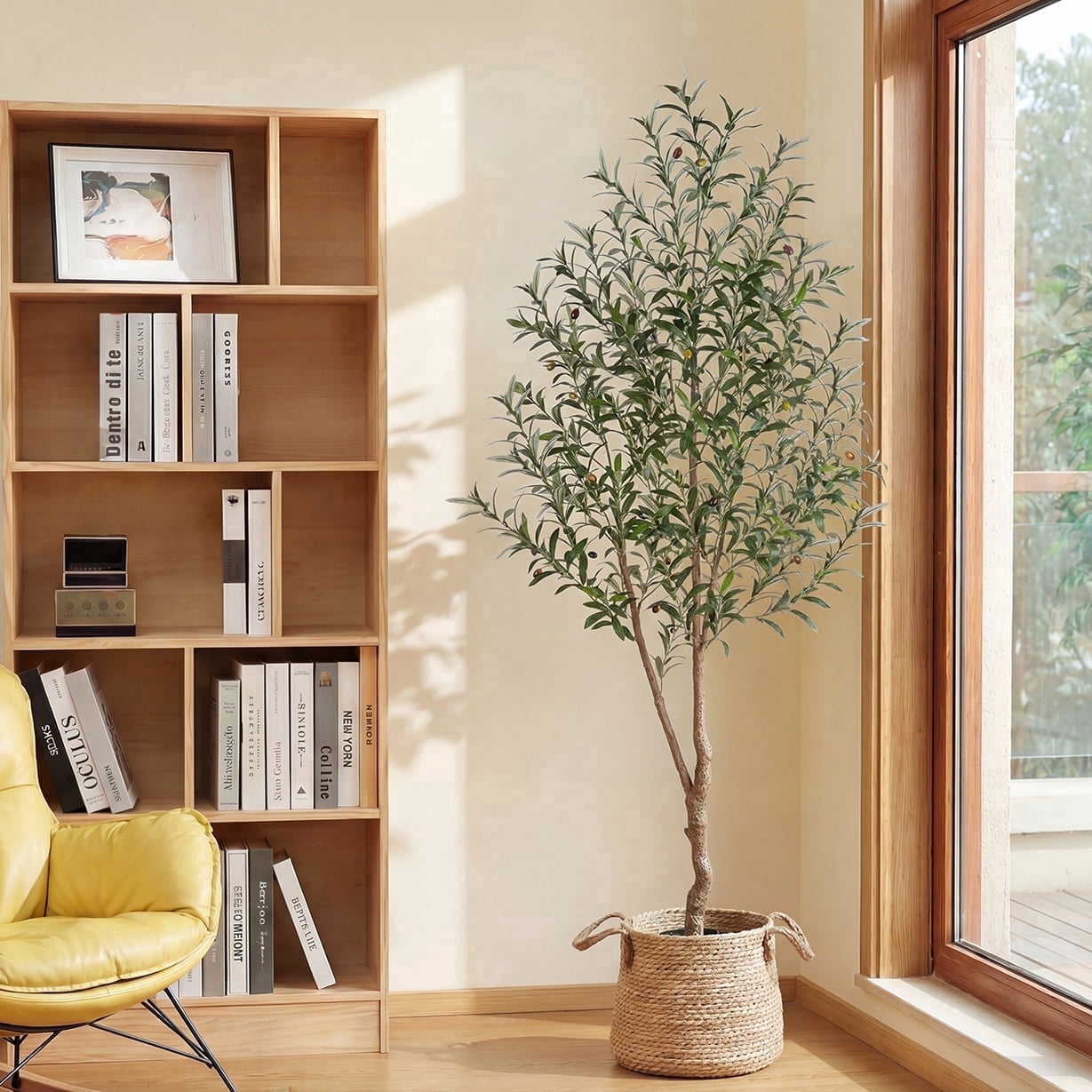 Romswi 7FT Artificial Olive Tree Tall Fake Potted Olive Tree with Lifelike Fruits Faux Olive Tree For Home House Office Decor Indoor