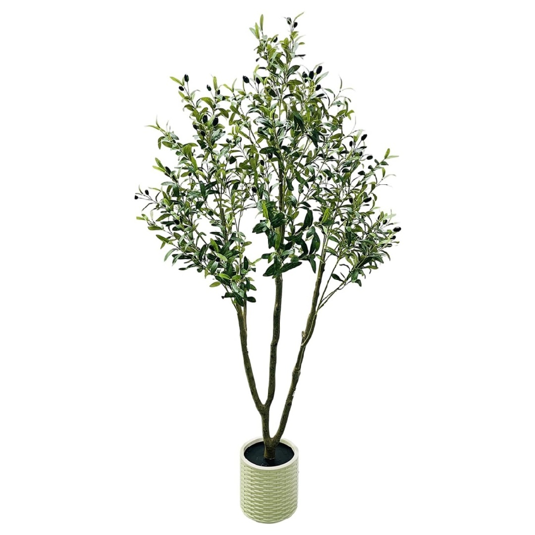 7FT Artificial Olive Tree Tall, Faux Silk Olive Plant with Lifelike ...
