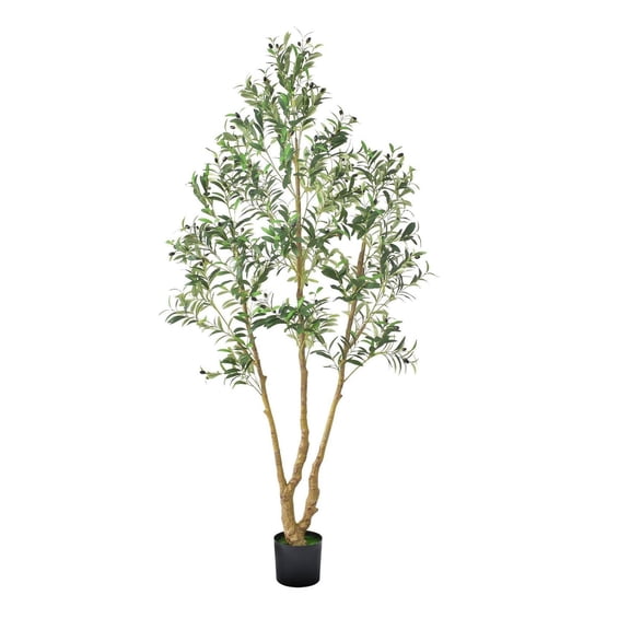 7FT Artificial Olive Tree with Pot, Tall Faux Tree for Indoor Decor, Realistic Leaves & Fruits, Home & Office Plant, Corner & Living Room Accent