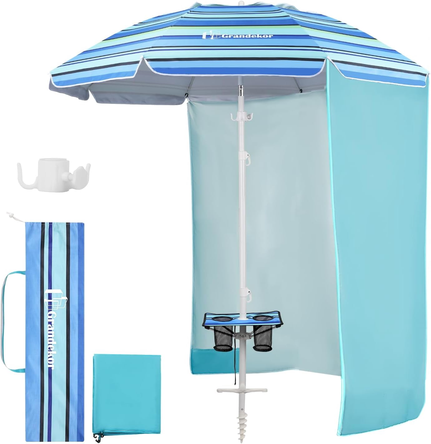 Nautica Strandschirm 7 Ft (2,1 M) – Extra Stabil Mit Sandanker, UPF 50+, Belüftet & Neigbar, Für Sonnenschutz Am Strand