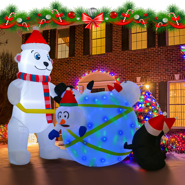 7FT Christmas Inflatables Decorations Outdoor Indoor Polar Bear Snowman ...