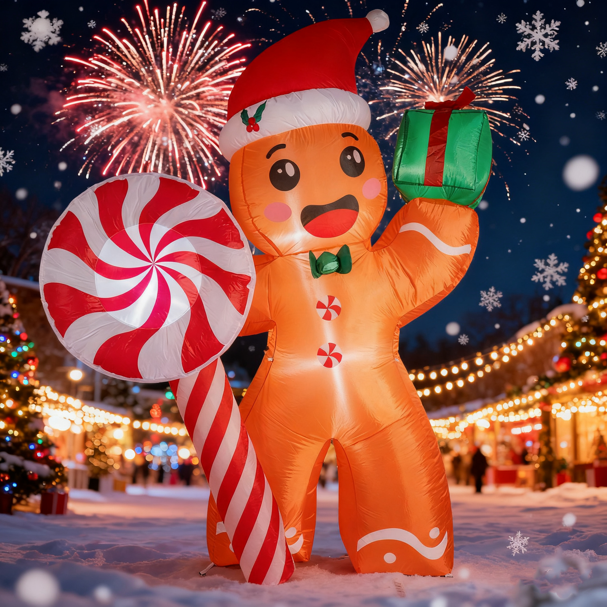 Gingerbread Inflatable 7FT Christmas Inflatables Gingerbread Man, Blow Up Outdoor Decorations ...