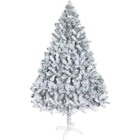7FT Christmas Tree, Snow Flocked Artificial Christmas Trees with Foldable Metal Stand, Easy Assembly Xmas Tree for Holiday, Home, Office, Shop, Party Decoration (Snow Flocked, 7ft)