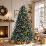 Lolsea 7ft Prelit Aspen Cypress Artificial Christmas Tree with Remote Control, Timer and Warm White & Multi-Color Lights