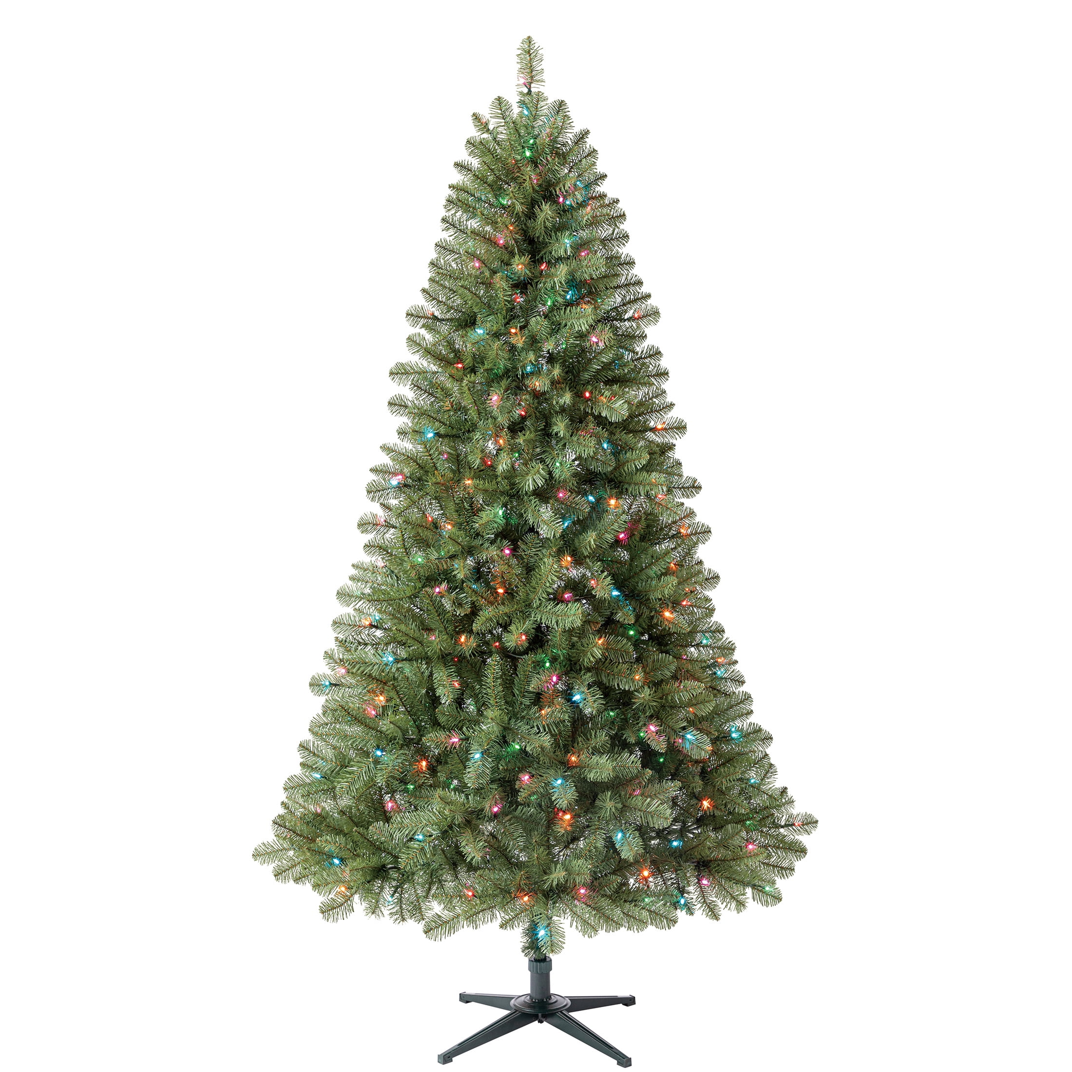 7’ Duncan Pine Prelit Green Artificial Christmas Tree with Color-Changing LED Lights and Quick Set, by Holiday Time