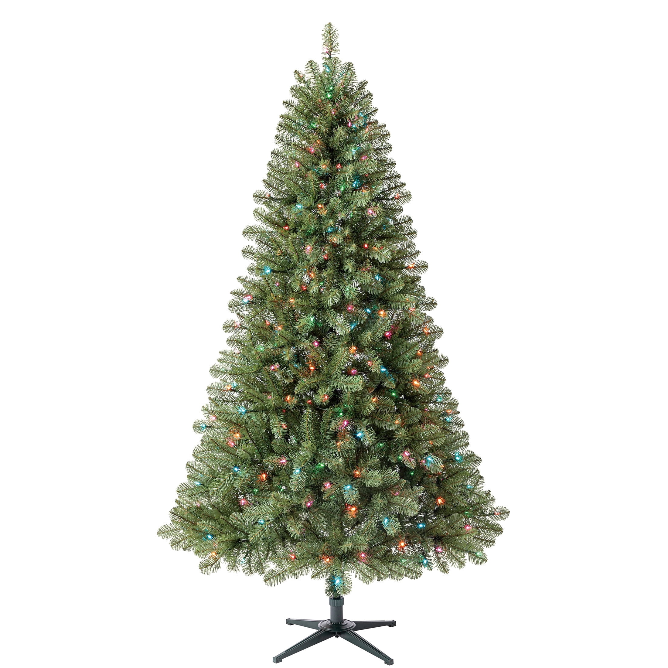 7' Pre-Lit Duncan Pine Green Artificial Christmas Tree with Color-Changing LED Lights, Quick Set, and Stand, by Holiday Time