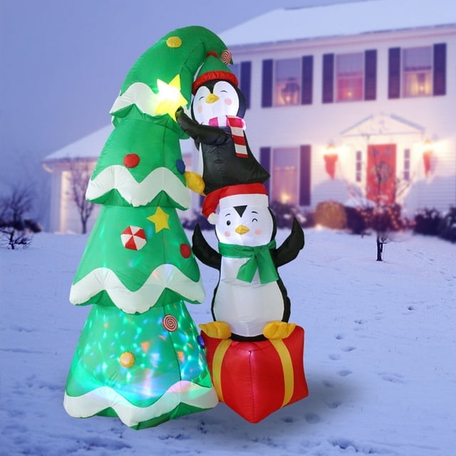7FT Inflatable Christmas Tree Outdoor Decorations, Blow up Christmas