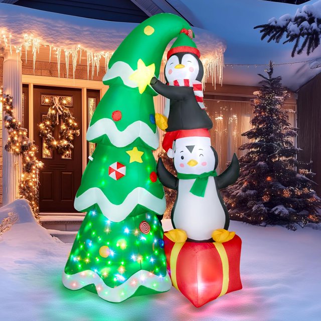7FT Inflatable Christmas Tree Outdoor Decorations, Blow up Christmas
