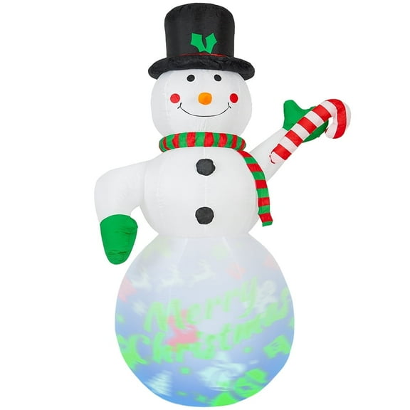 7Ft Christmas Inflatables Snowman, Blow Up Snowman, Built-in Rotating Colorful Projector LED Lights Yard Decor for Party Indoor Garden Lawn Xmas