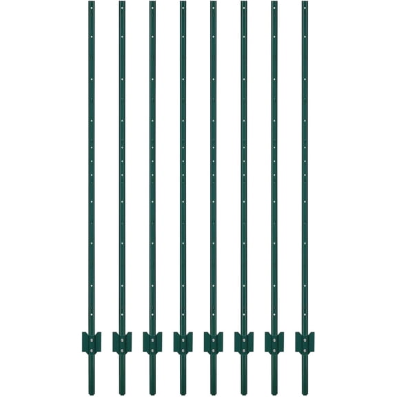 7FT Metal Fence Posts, Pack of 8, Heavy Duty Steel U-Posts for Wire Fence, No Dig T-Post for Yard, Farm & Outdoor Fencing, Rust Resistant Garden Fence Stakes