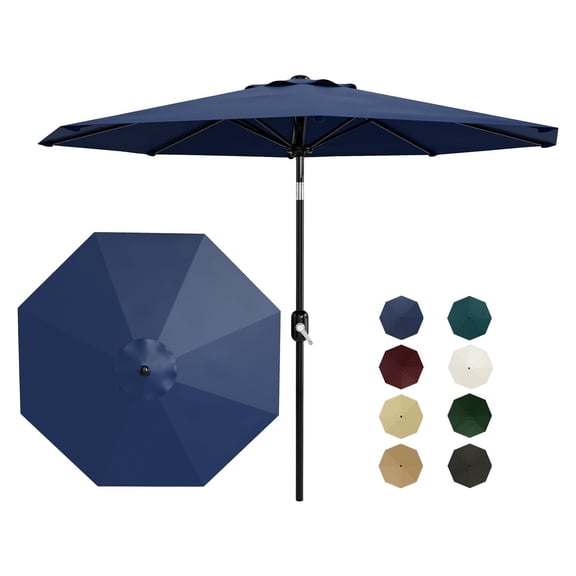 7FT Outdoor Patio Parasol Umbrella, UPF 50+ UV Protection, Waterproof Polyester Canopy, Manual Crank & Adjustable Tilt, Wind Resistant 6-Rib Steel Frame