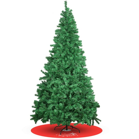 7FT PVC Christmas Tree 1000 Tips Hinged Artificial Christmas Tree Unlit Metal Indoor Outdoor Stand Green