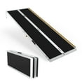 thumbnail image 1 of 7FT Portable Wheelchair Ramp with Load-Reducing Shoulder Strap, Foldable Aluminum Ramp for Home Steps, Stairs, 800lbs Capacity Non-Slip Handicap Ramp, 1 of 1