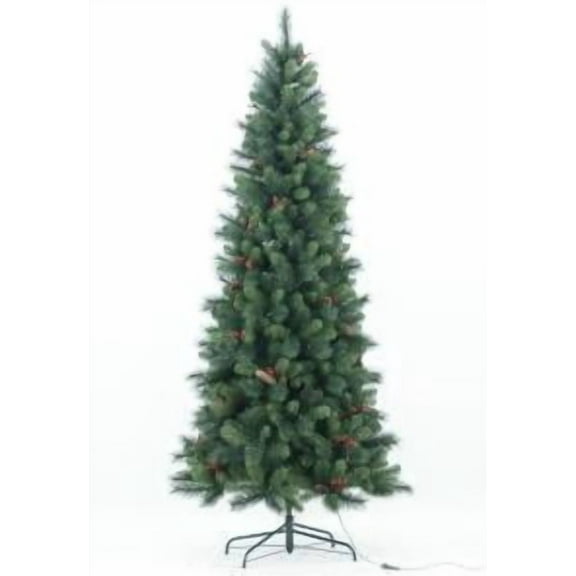 7FT Pre-lit Christmas Tree with Lights, PE & PVC Hinged Xmas Tree with Metal Stand, Easy Assembly, Holiday Decoration for Home, Office, Porch
