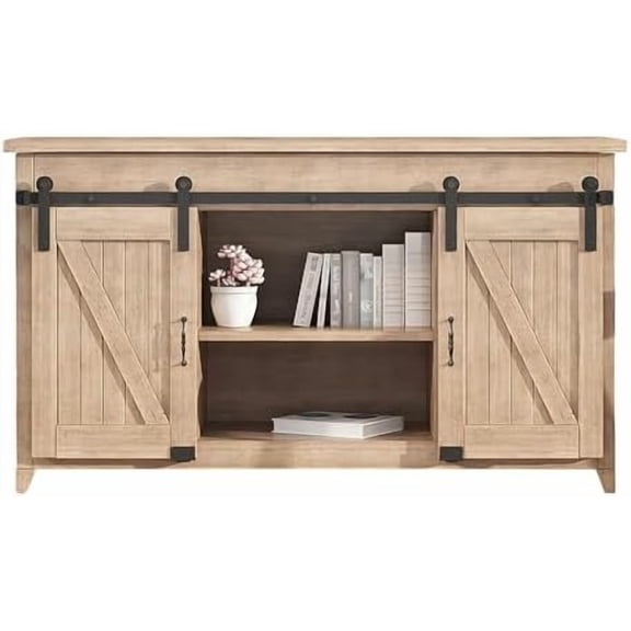 7FT Super Mini Sliding Barn Door Hardware Kit for Double Door Cabinet, Small Barn Door Hardware Track Kit for TV Stand, Cupboards, Storage Cabinets, Wardrobes, I Shape Hanger (No Cabinet)