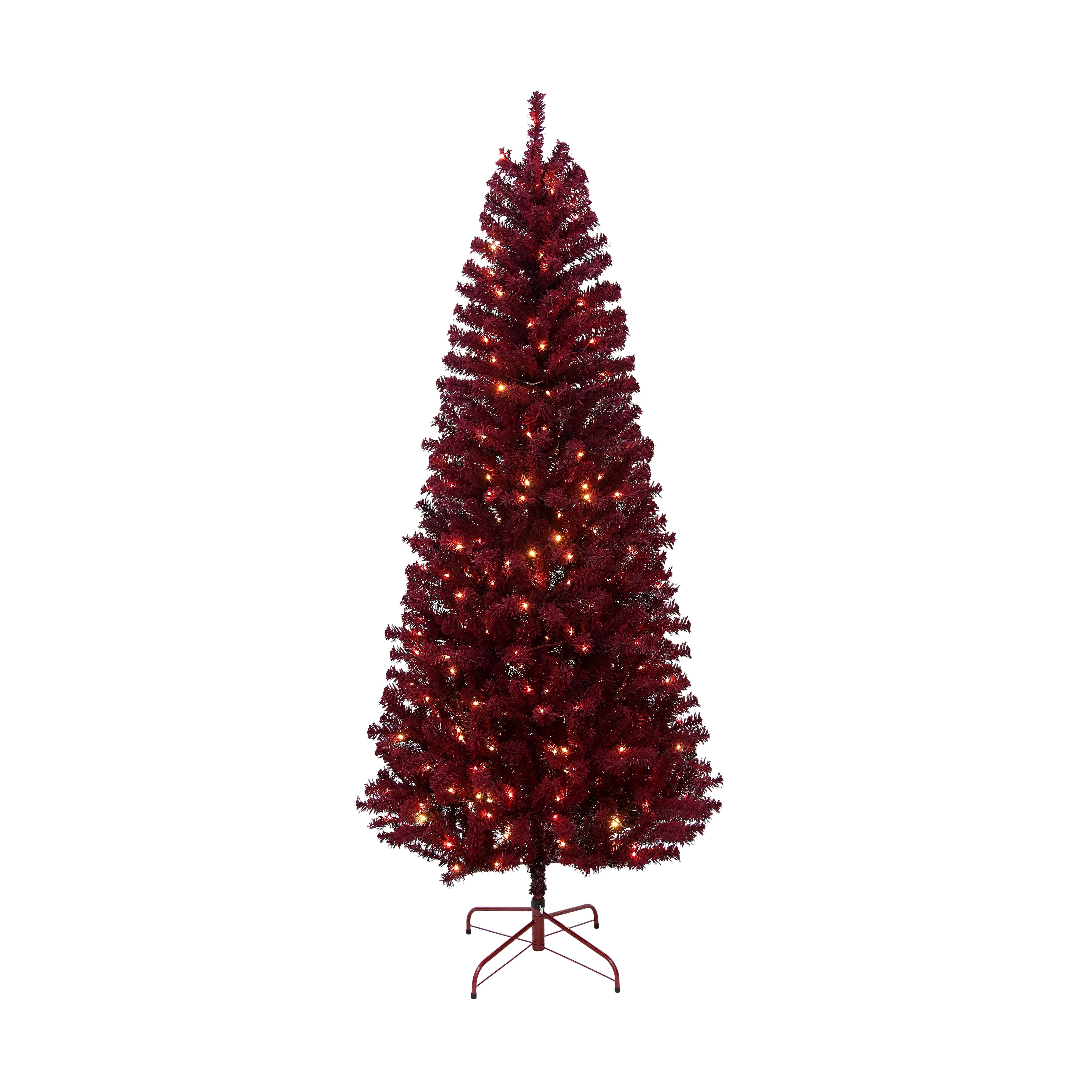 7 Foot Tranquil Red Velvet Flocked Christmas Tree by Holiday Time