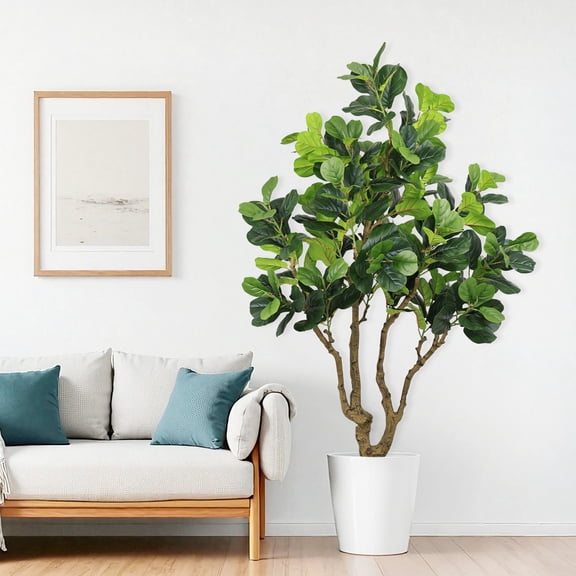7FT Tall Artificial Banyan Tree Silk Plant  Large Faux Greenery with Natural Look Leaves for Indoor Outdoor Home Office Decoration, Potted Fake Tree, 1pc/set