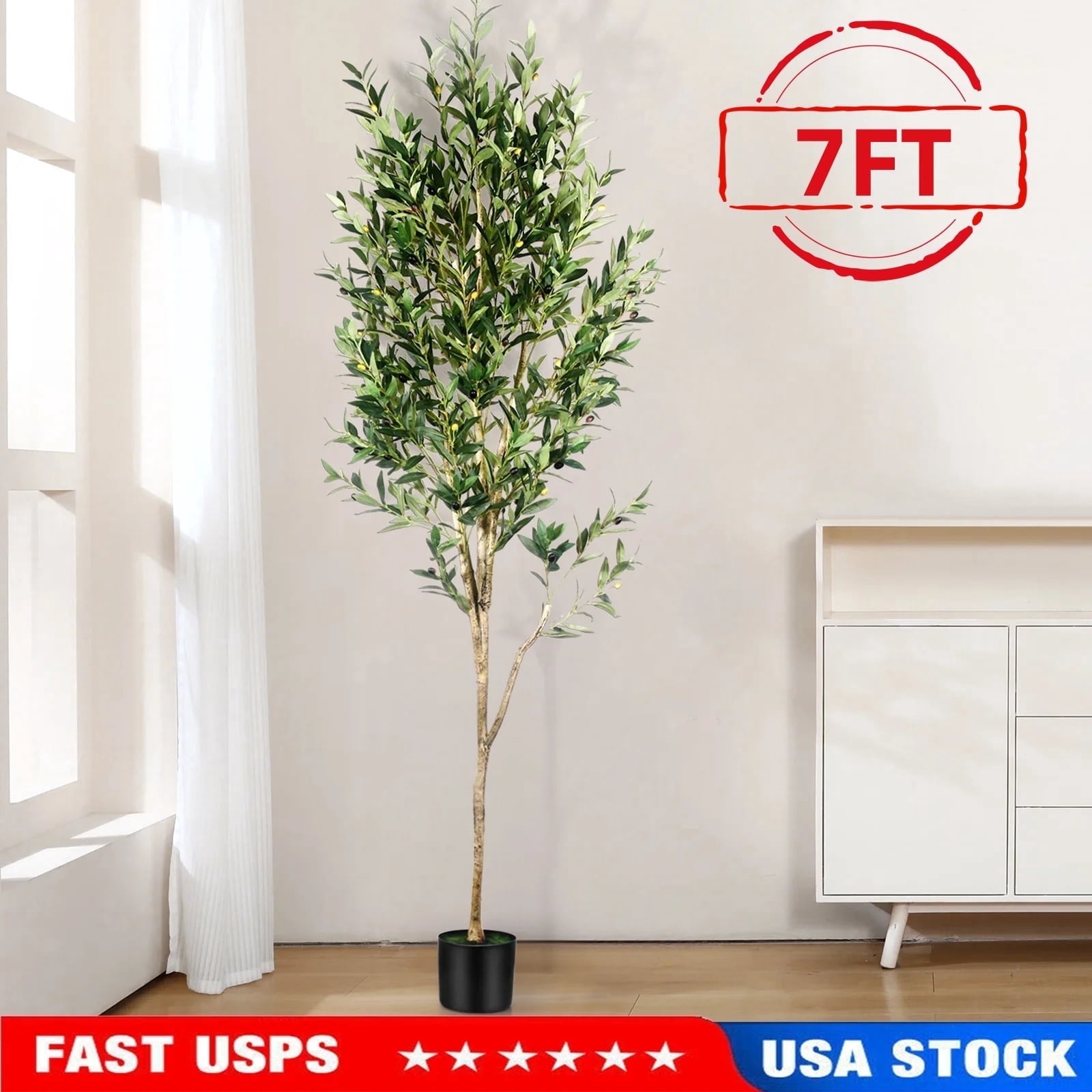 Stable Tree Trunk Gamexcel 7FT Tall Artificial Olive Tree – Real Wood Trunk, Lifelike ...
