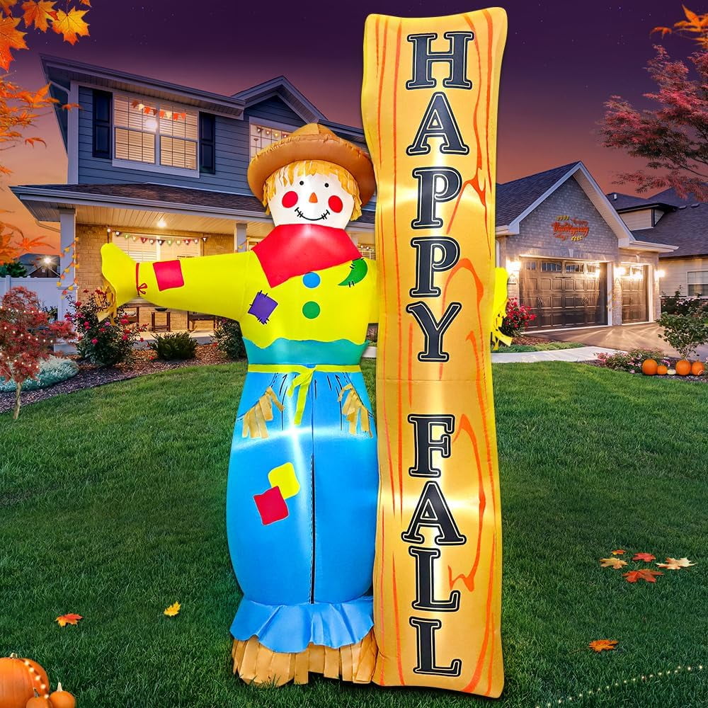 7FT Tall Fall Inflatable Scarecrow Outdoor Decoration, Thanksgiving ...