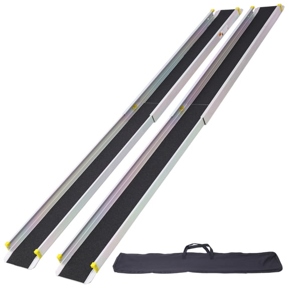 7FT Telescoping Wheelchair Track Ramps, Non-Skid Aluminum Ramp with Lock & Storage Bag, 48" to 84" Adjustable for Steps, Stairs, Vans