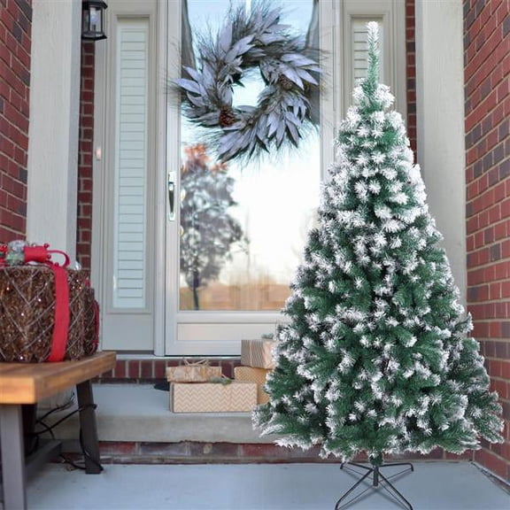 7FT Unlit Artificial Christmas Pine Tree - 870 PVC Branch Tips, Holiday Centerpiece for Home/Living Room