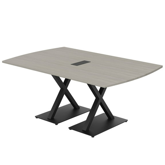 7Ft Arc Rectangle Conference Table X Shaped Base Power And Data Module