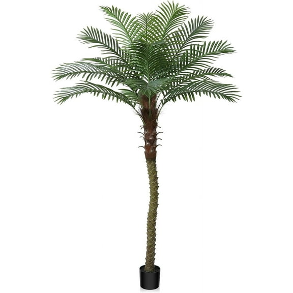 7Ft Artificial Sago Palm Tree Tall Fake Palm Plant with 12 Pcs Adjustable Leaves Tropical Decor Plastic Faux Tree in Pot Realistic Fake Plants for Home Indoor Office Patio Porch