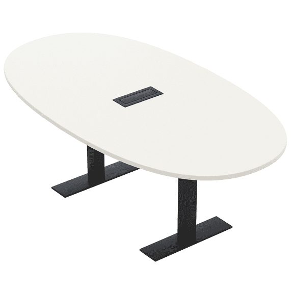 7Ft Boat Oval Conference Table With Metal T Bases And Electrical Unit
