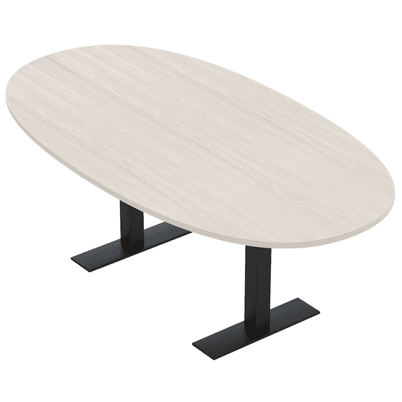 7Ft Boat Oval Conference Table With Metal T Bases And Electrical Unit