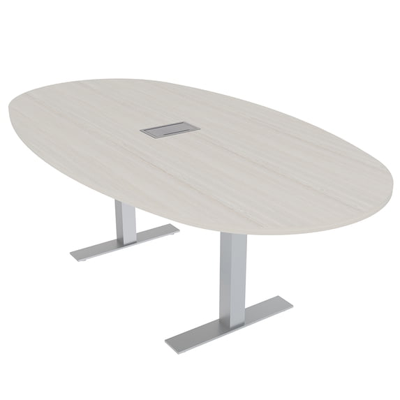 7Ft Boat Oval Conference Table With Metal T Bases And Electrical Unit