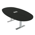 thumbnail image 1 of 7Ft Boat Oval Conference Table With Metal T Bases And Electrical Unit, 1 of 7