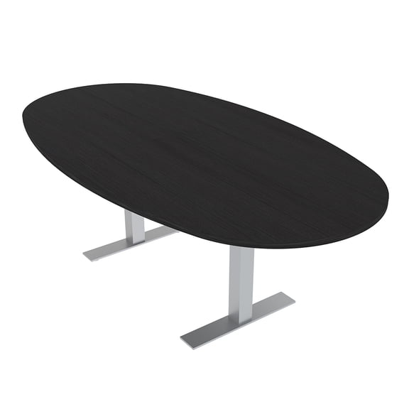 7Ft Boat Oval Conference Table With Metal T Bases And Electrical Unit