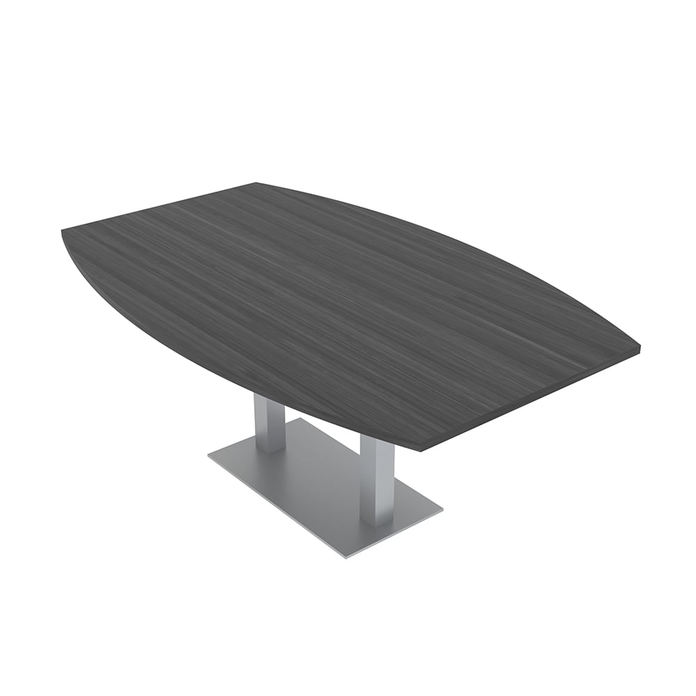 7Ft Boat Shaped Conference Table With Square Metal Base Power And Data ...