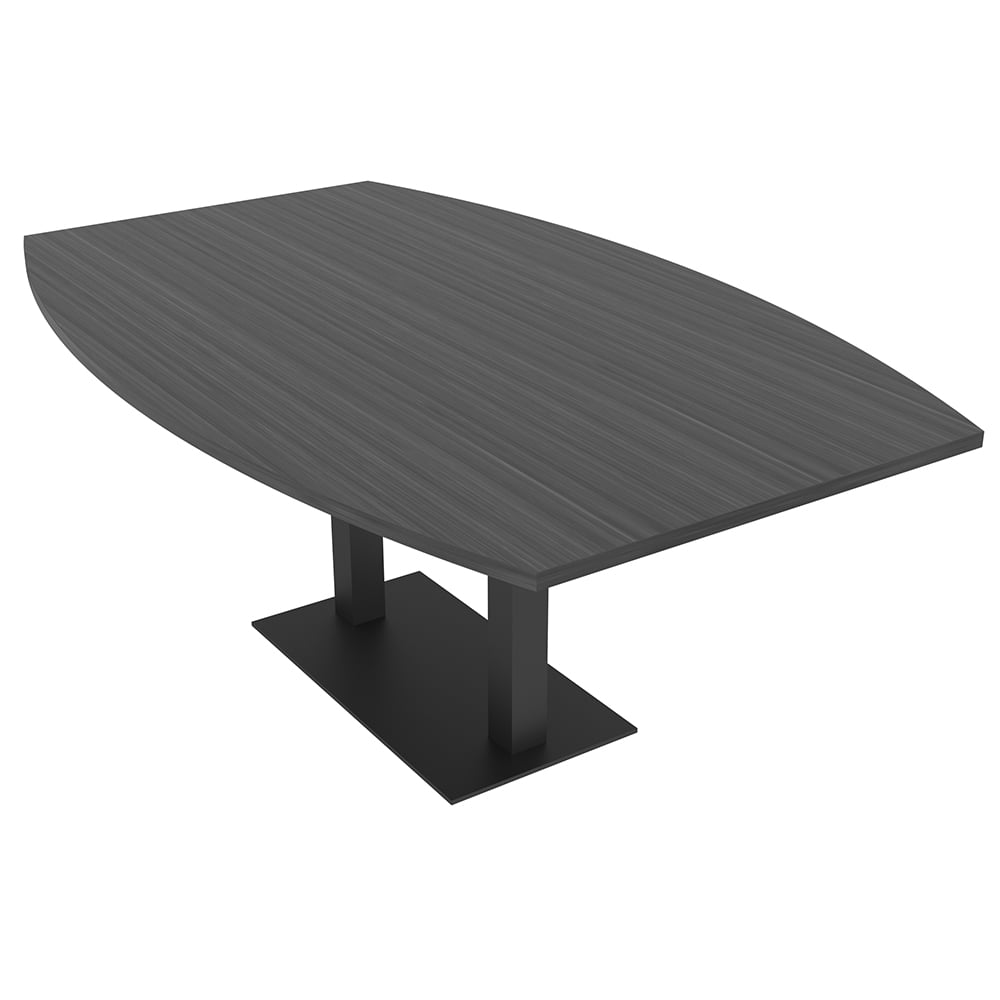 7Ft Boat Shaped Conference Table With Square Metal Base Power And Data ...