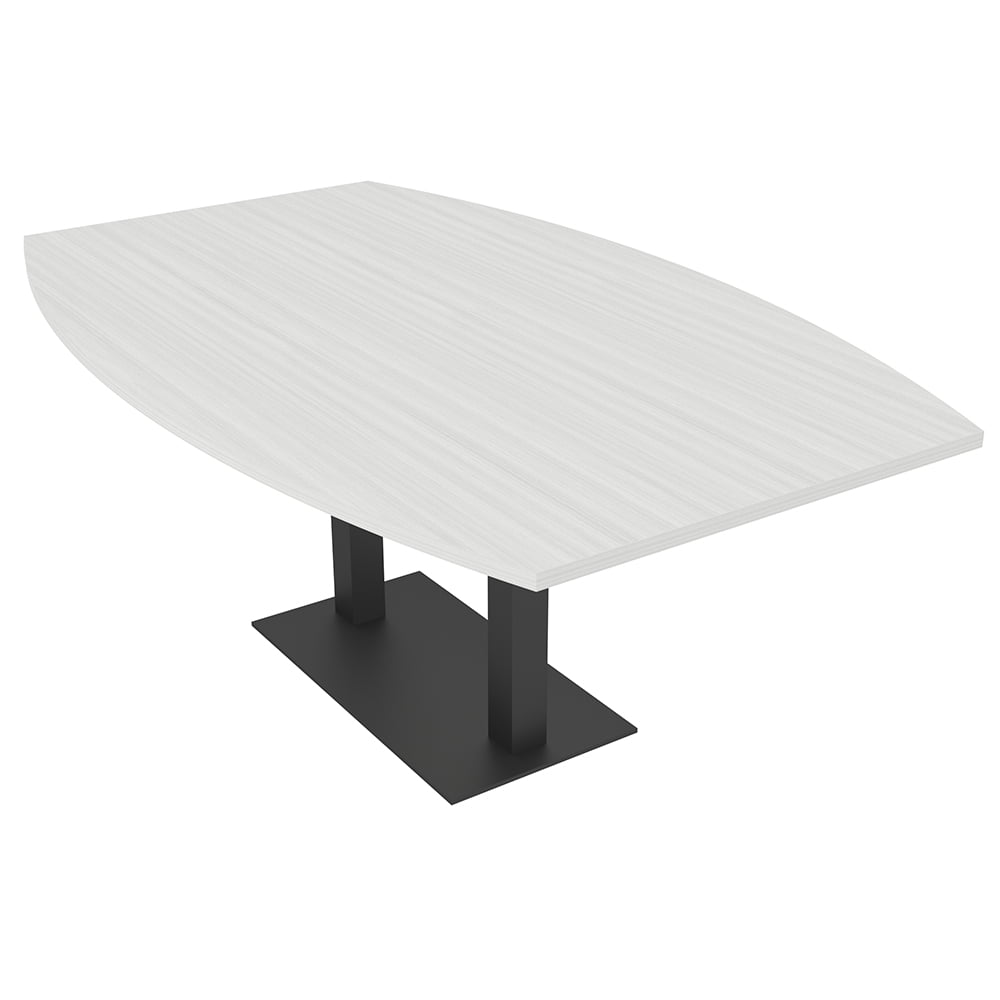 7Ft Boat Shaped Conference Table With Square Metal Base Power And Data ...