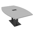 thumbnail image 1 of 7Ft Boat Shaped Conference Table With Square Metal Base Power And Data, 1 of 7