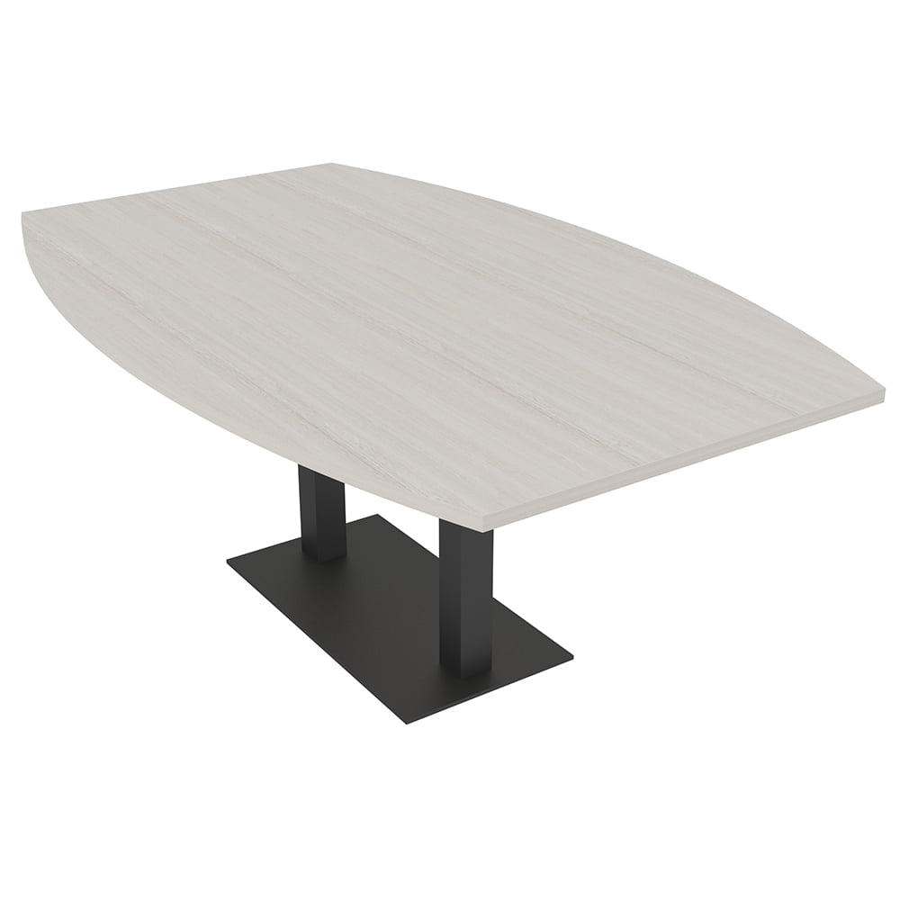 7Ft Boat Shaped Conference Table With Square Metal Base Power And Data ...